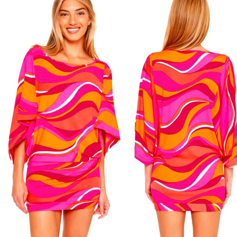 NWT $152 Trina Turk  VIVID VISTA Tunic Dress Cover up Size  M, L & XL